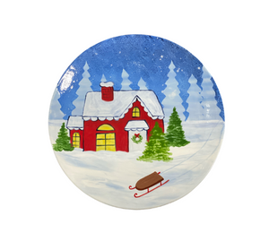Woodlands Christmas Cabin Plate