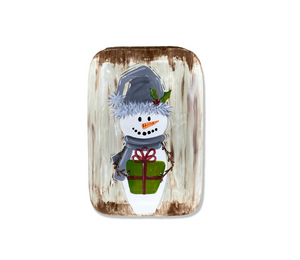 Woodlands Rustic Snowman Platter